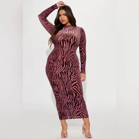 Fashion Nova Running Wild Mesh Maxi Dress - Pink/combo 3X NWT - Picture 1 of 6